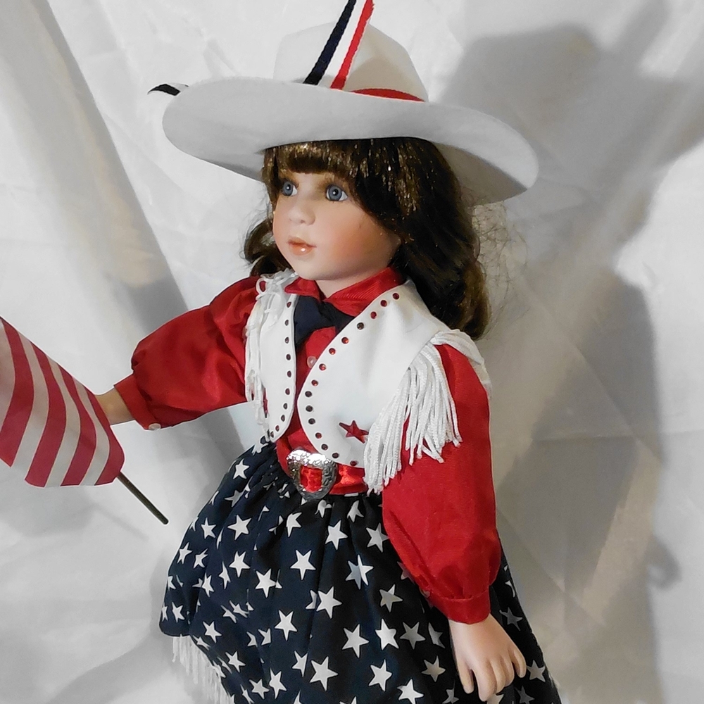 Patriotic Doll with Red and Blue Outfit - Picture 3 of 10